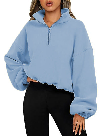 Damen Sweatshirt mit Halb-Zip und Stehkragen 7