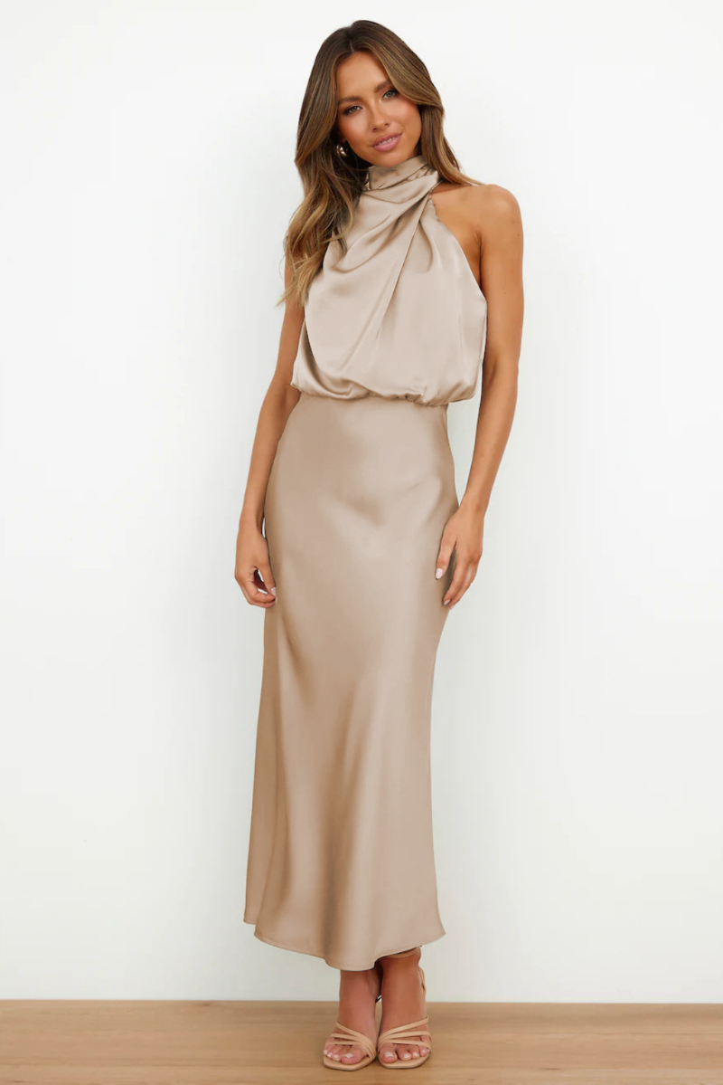 Erich | Elegantes Damenkleid Midi mit Asymmetrischem Rundhalsausschnitt