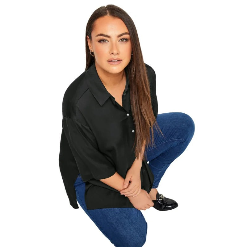 Alessia | Elegante Damen Bluse aus Satin mit 3/4-Ärmeln
