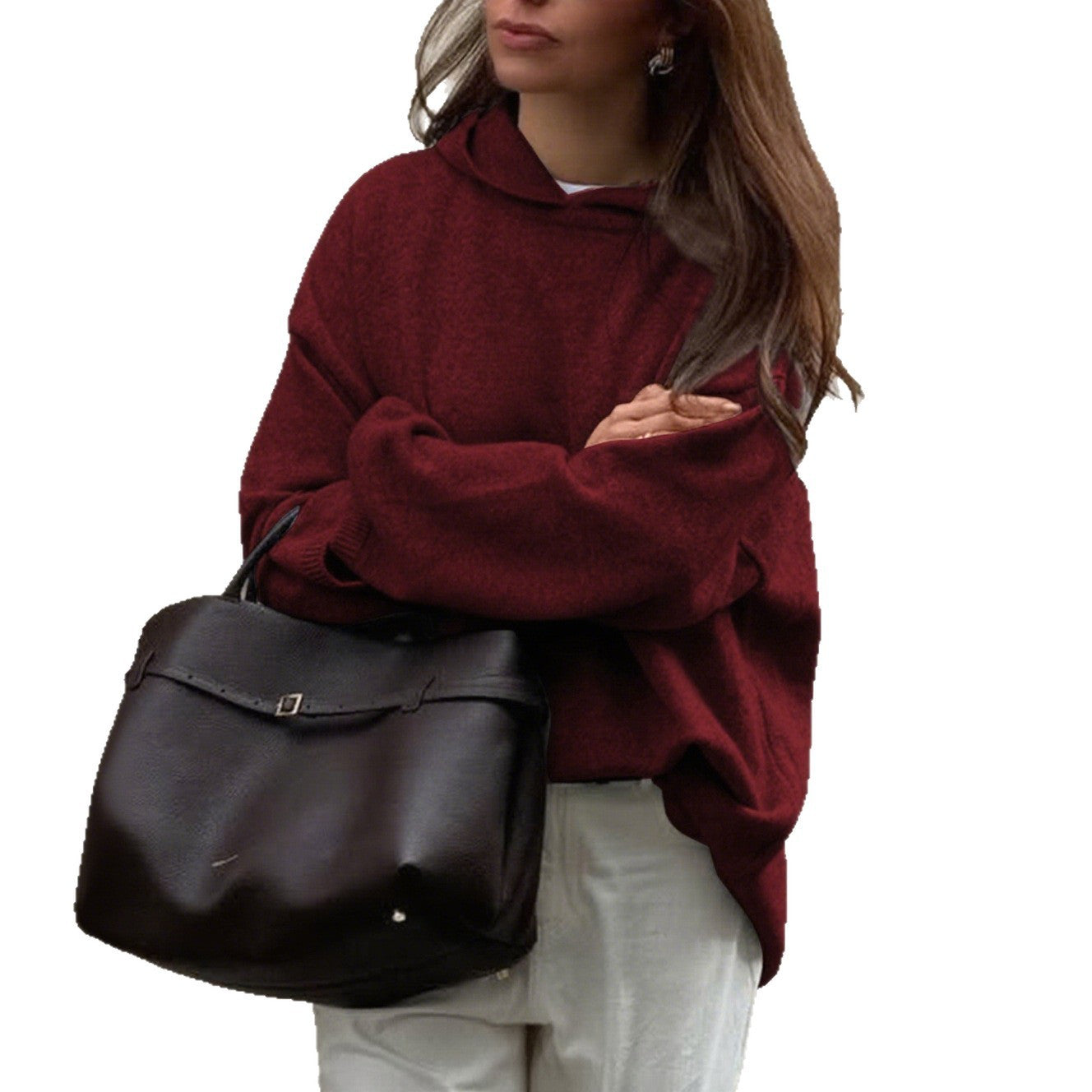 Lockerer Strickpullover mit Rundhals 2