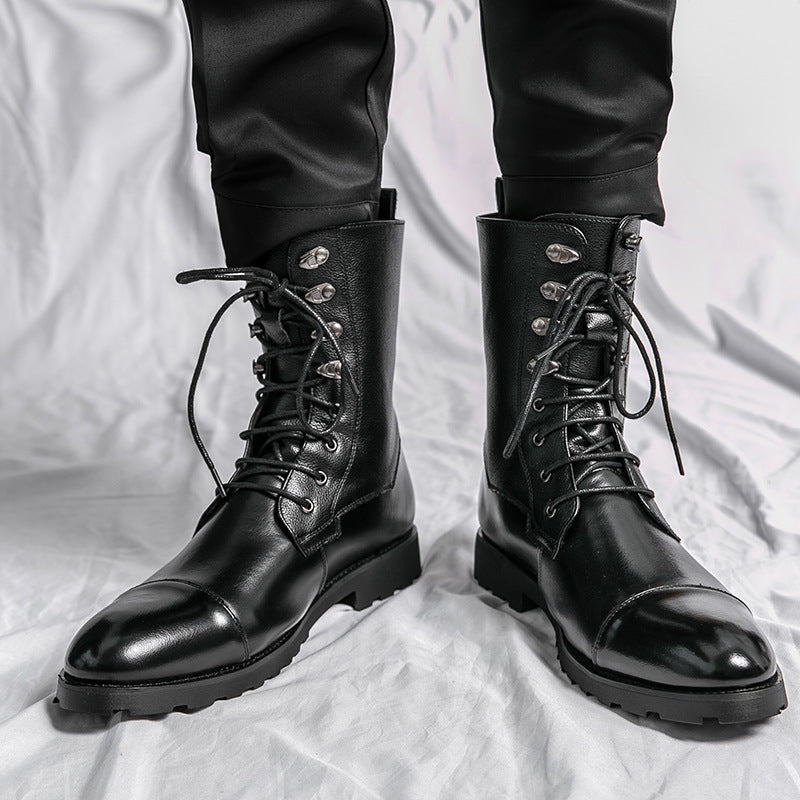 Luxuriöse Lederstiefel mit Schnürsenkeln für Herren