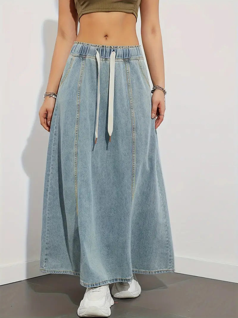 Olga | Casual Maxi Denim Skirt for Women with A-Line Silhouette