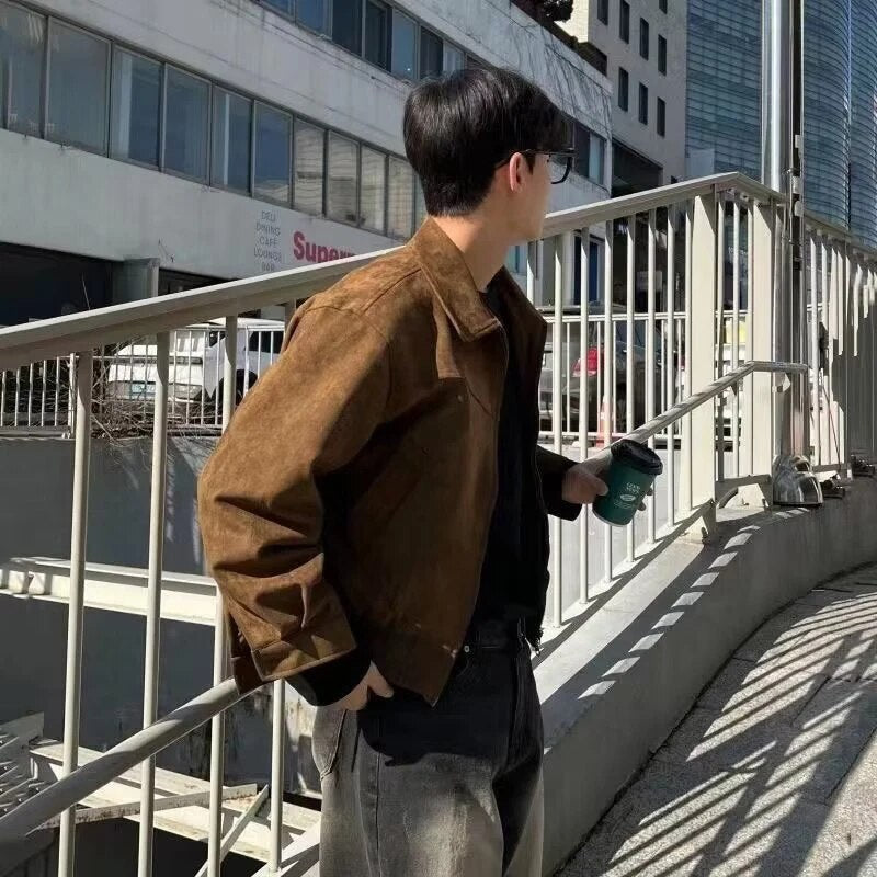 Max | Vintage Jacke Herren mit Klassischem Kragen und Reißverschluss