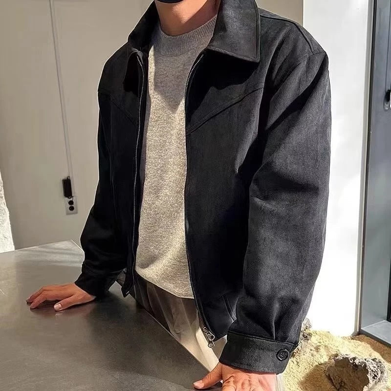 Max | Vintage Jacke Herren mit Klassischem Kragen und Reißverschluss