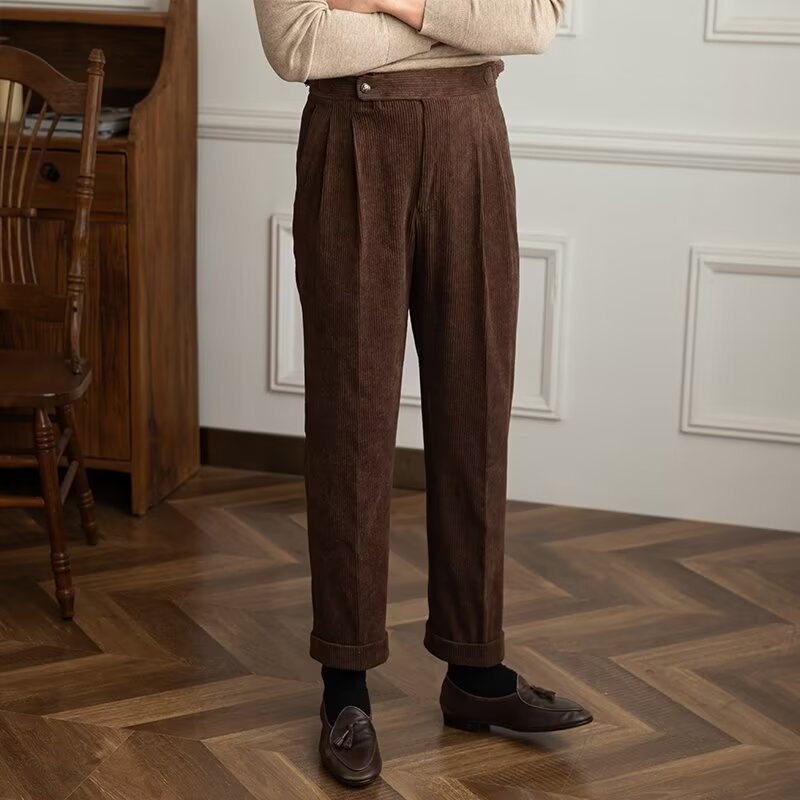 Klassische Herren Cordhose aus 100% Baumwolle – Bequeme, gerade Passform in Schwarz, Braun, Beige, Blau, Größen S-XL 6