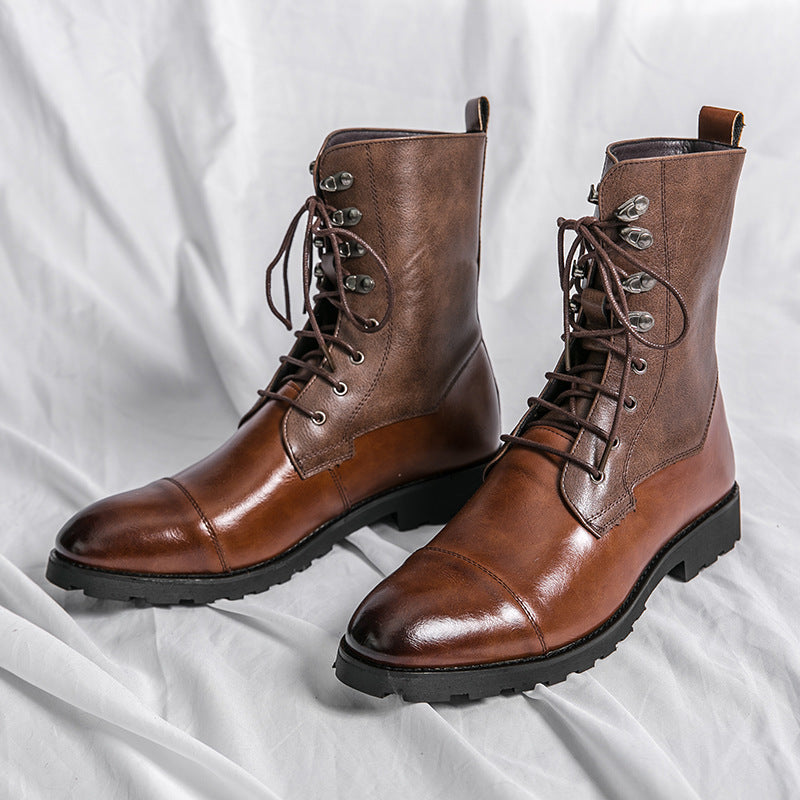 Luxuriöse Lederstiefel mit Schnürsenkeln für Herren