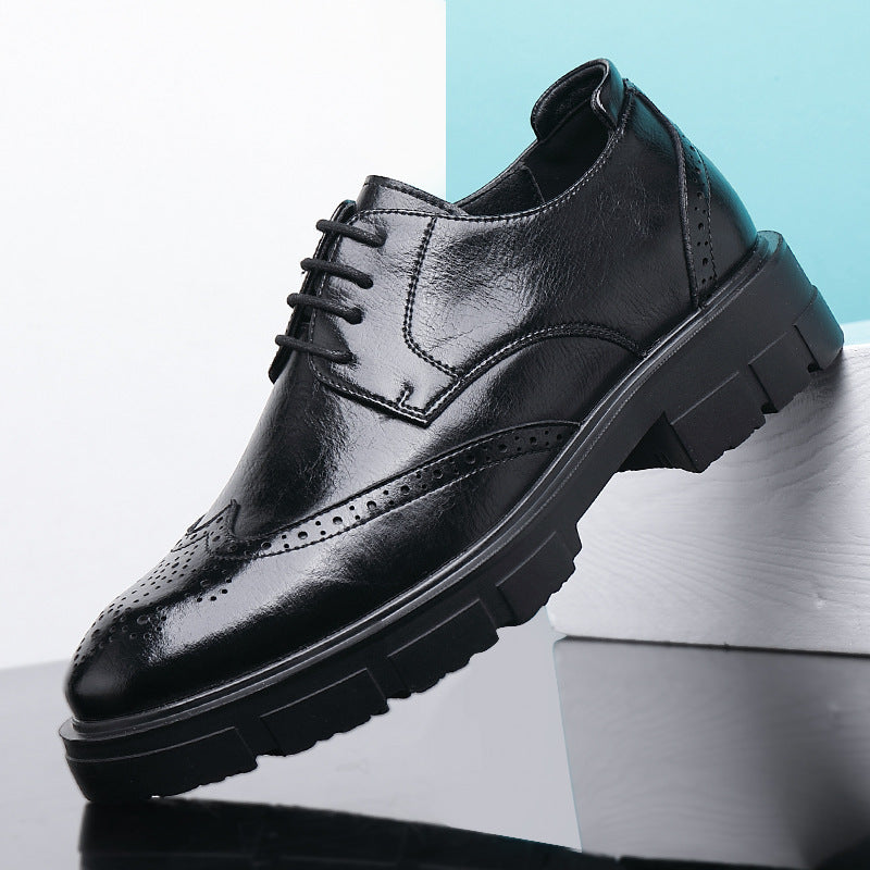 Schwarze Leder-Brogues für Herren