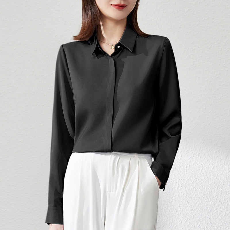 Graceful Satin Top OL Business Clothing Shirt For Women 6