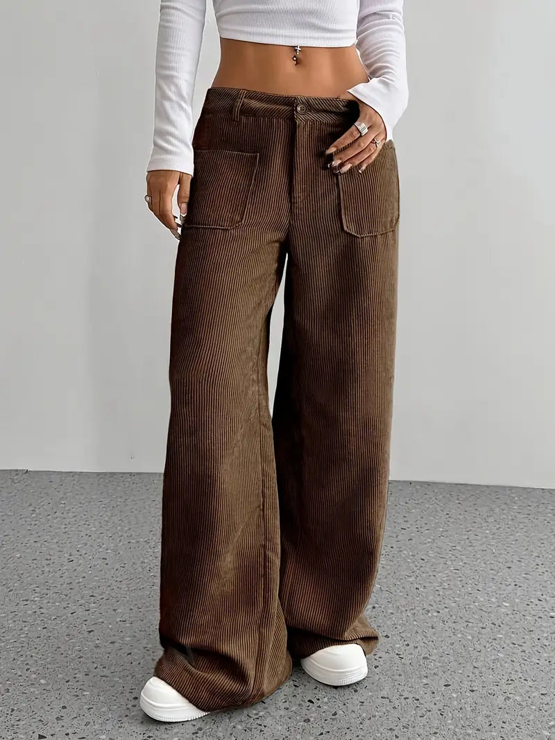 Variant image for Beatrix | Weite Cordhose für Damen aus Baumwollmischung mit Vordertaschen-11