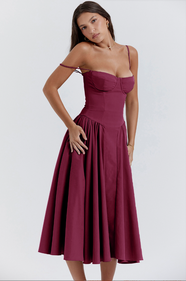 Siska | Trendy Sleeveless Midi Dress for Women