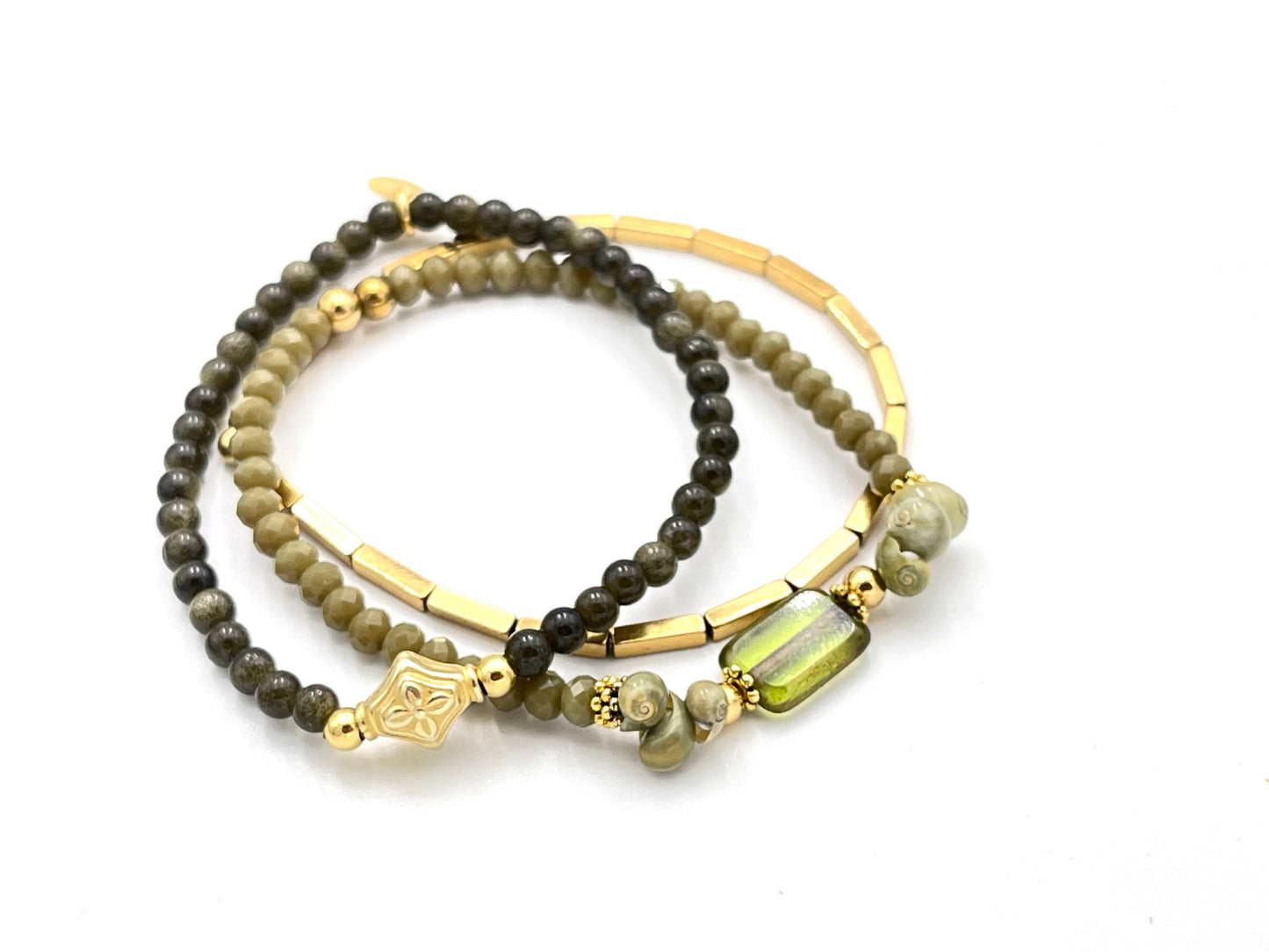 Beatrix | Armband Damen aus enem Obsidian mit Vereten Akzenten