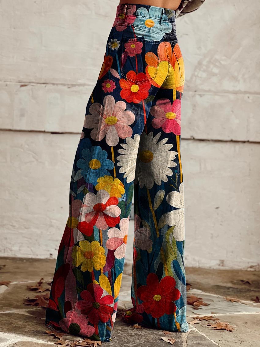 Konok | Pantaloni con stampa floreale alla moda per donne