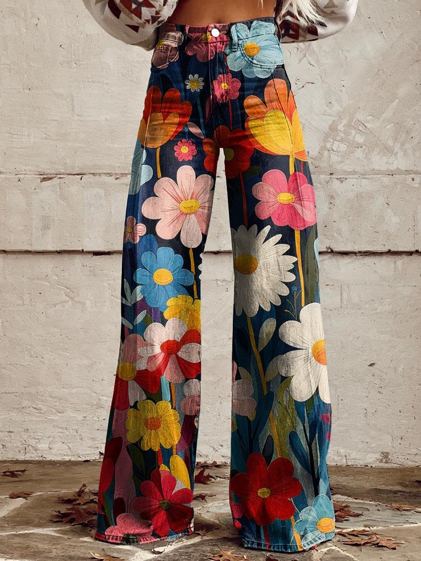 Konok | Pantaloni con stampa floreale alla moda per donne