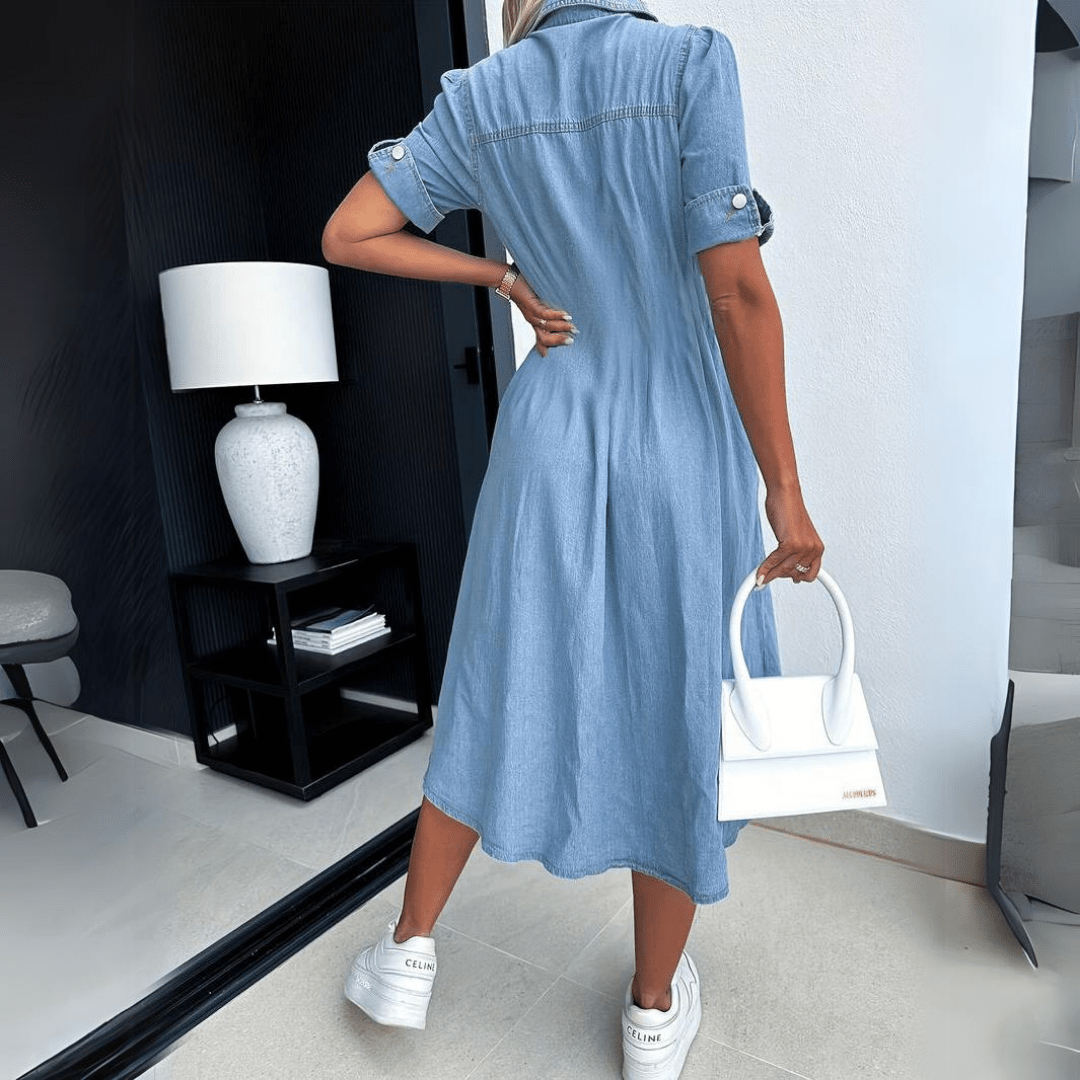 Lucia | Vestito midi classico in denim per donna