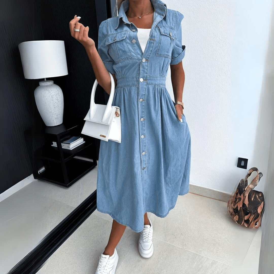 Lucia | Vestito midi classico in denim per donna