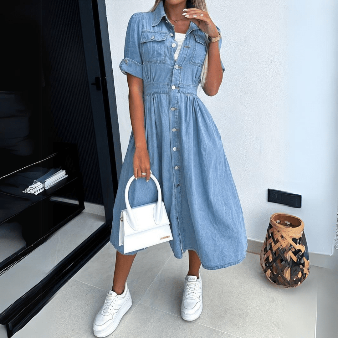 Lucia | Vestito midi classico in denim per donna