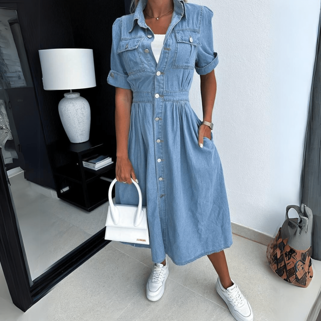 Lucia | Vestito midi classico in denim per donna
