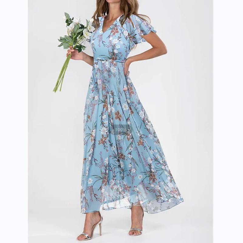 Beatrix | Blumenkleid mit Schmetterlingsärmeln für Damen