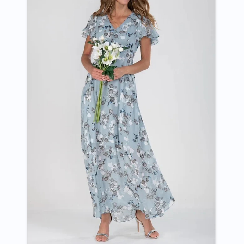 Beatrix | Blumenkleid mit Schmetterlingsärmeln für Damen