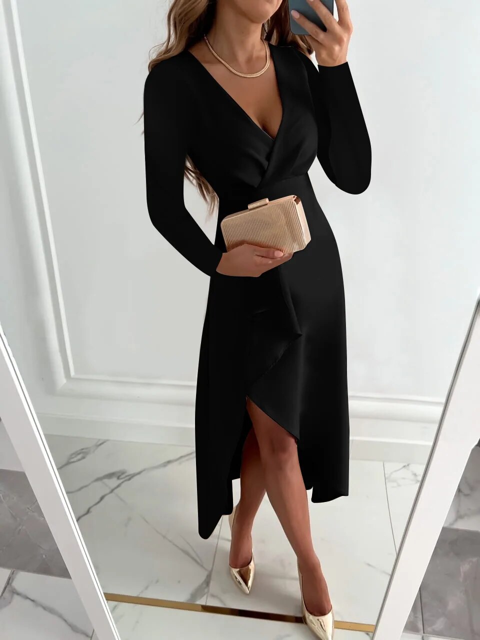 Felicia | Elegantes Festliches Kleid für Damen mit V-Ausschnitt