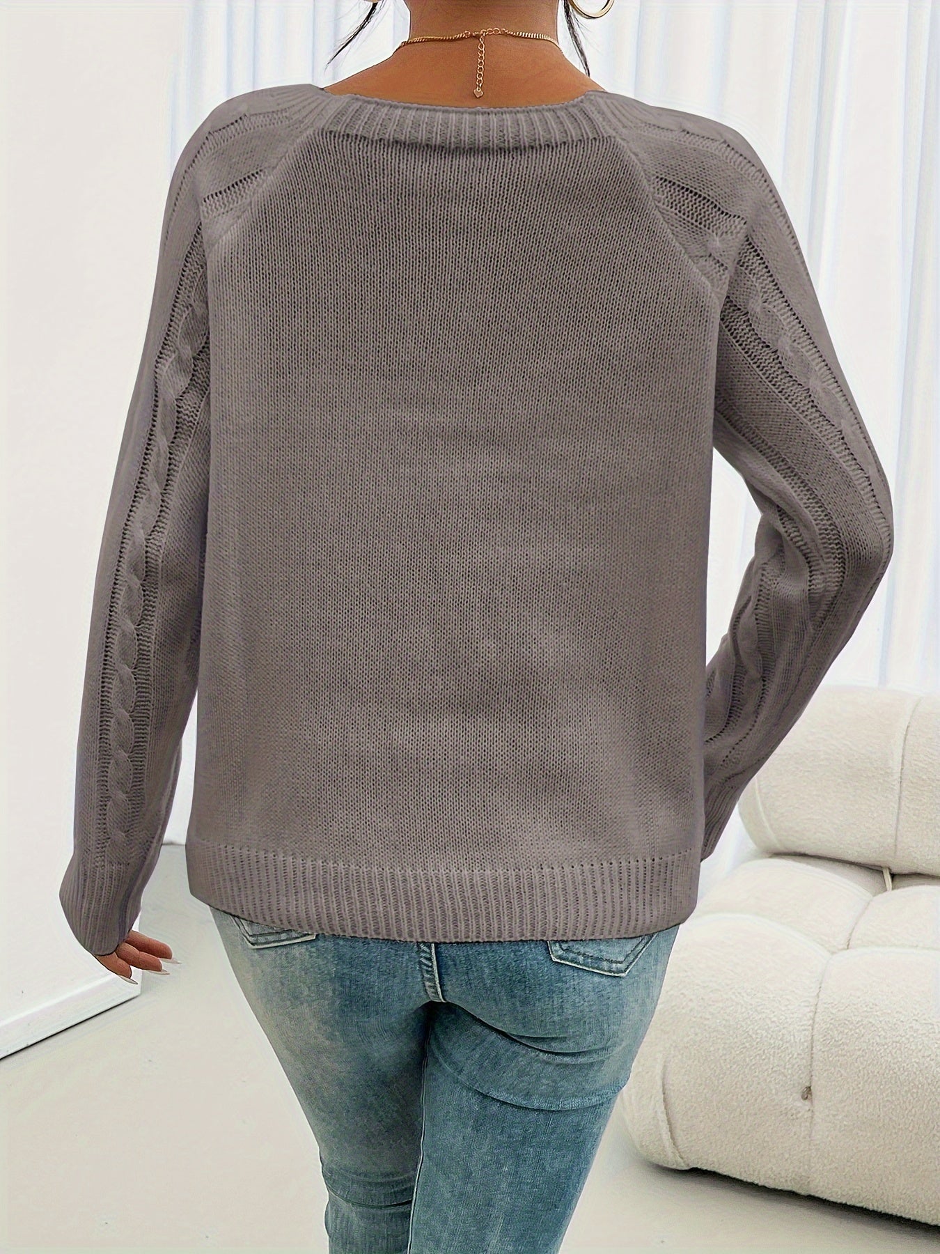 Olive | Casual Pullover Top mit Rundhalsausschnitt