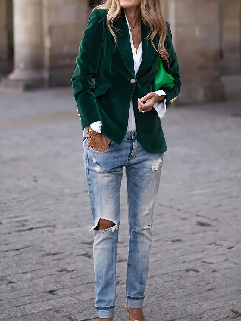 Devika | Elegant velvet blazer for women with a tailored cut