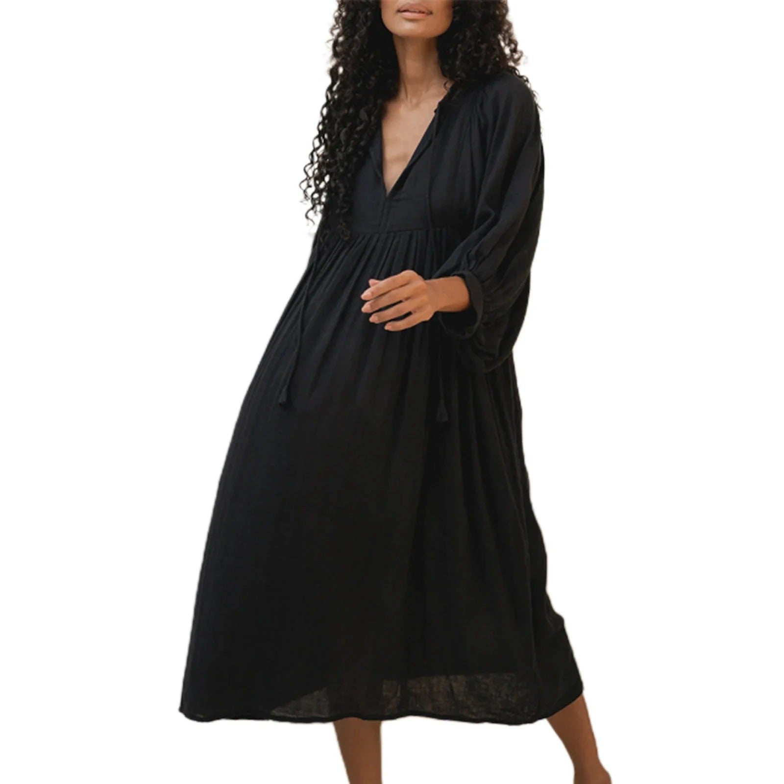 Variant image for Alessia | Damen Boho-Kleid mit V-Ausschnitt und Ballonärmeln-9