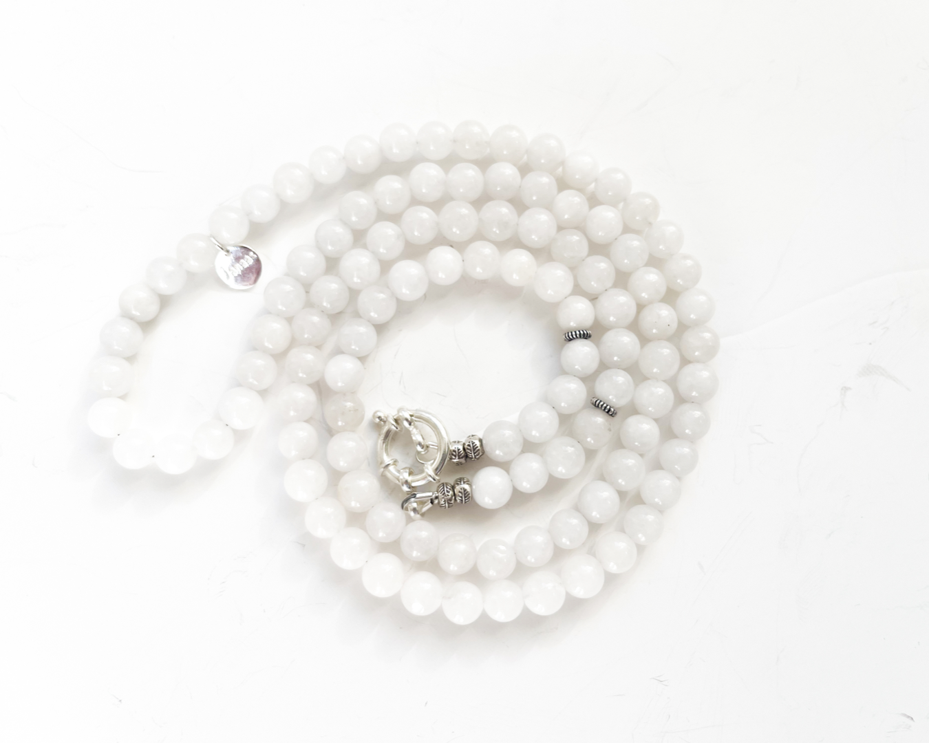 Beatrix | Halskette Damen Achat Weiß mit Wechselring