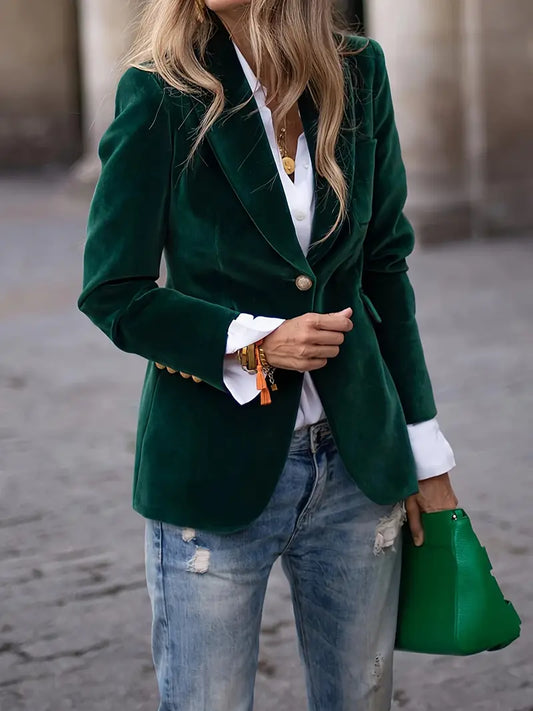 Devika | Elegant velvet blazer for women with a tailored cut