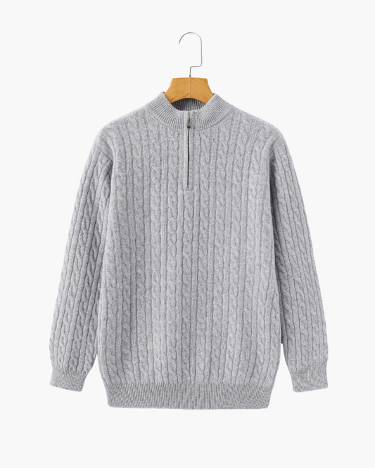 Woven pullover with half zipper
