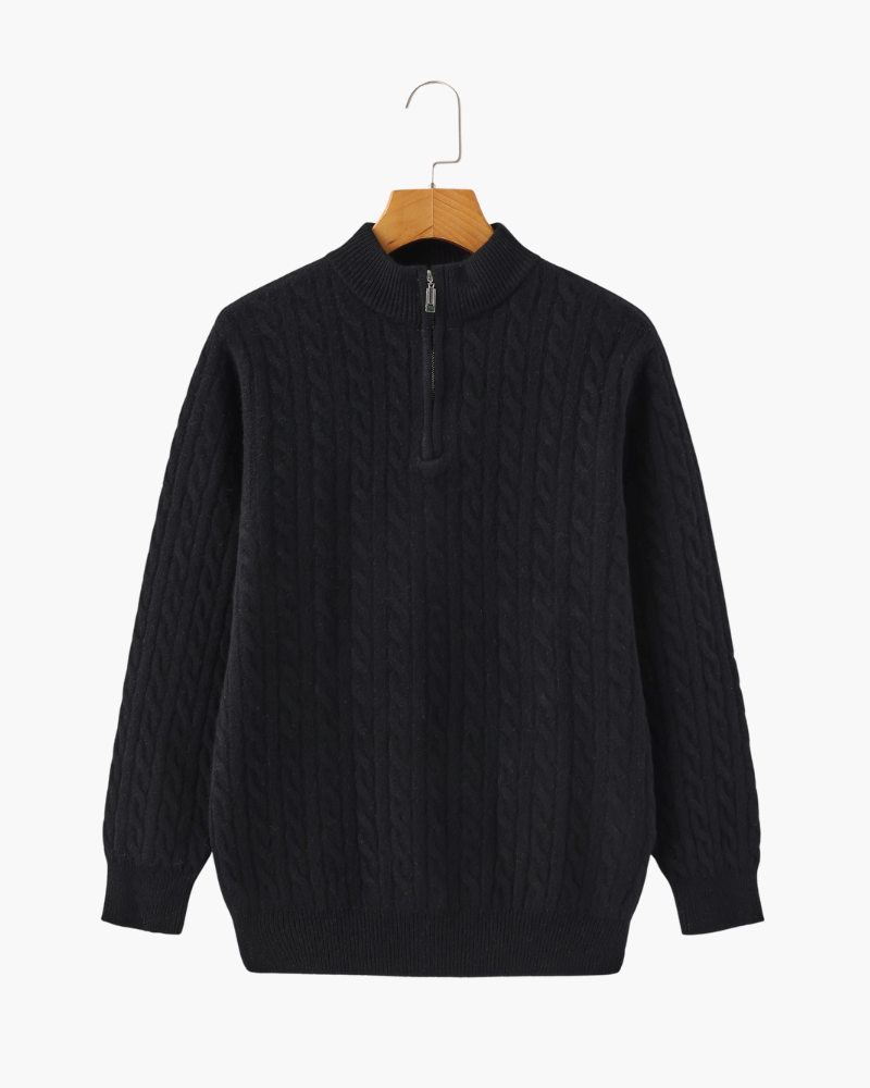 Woven pullover with half zipper