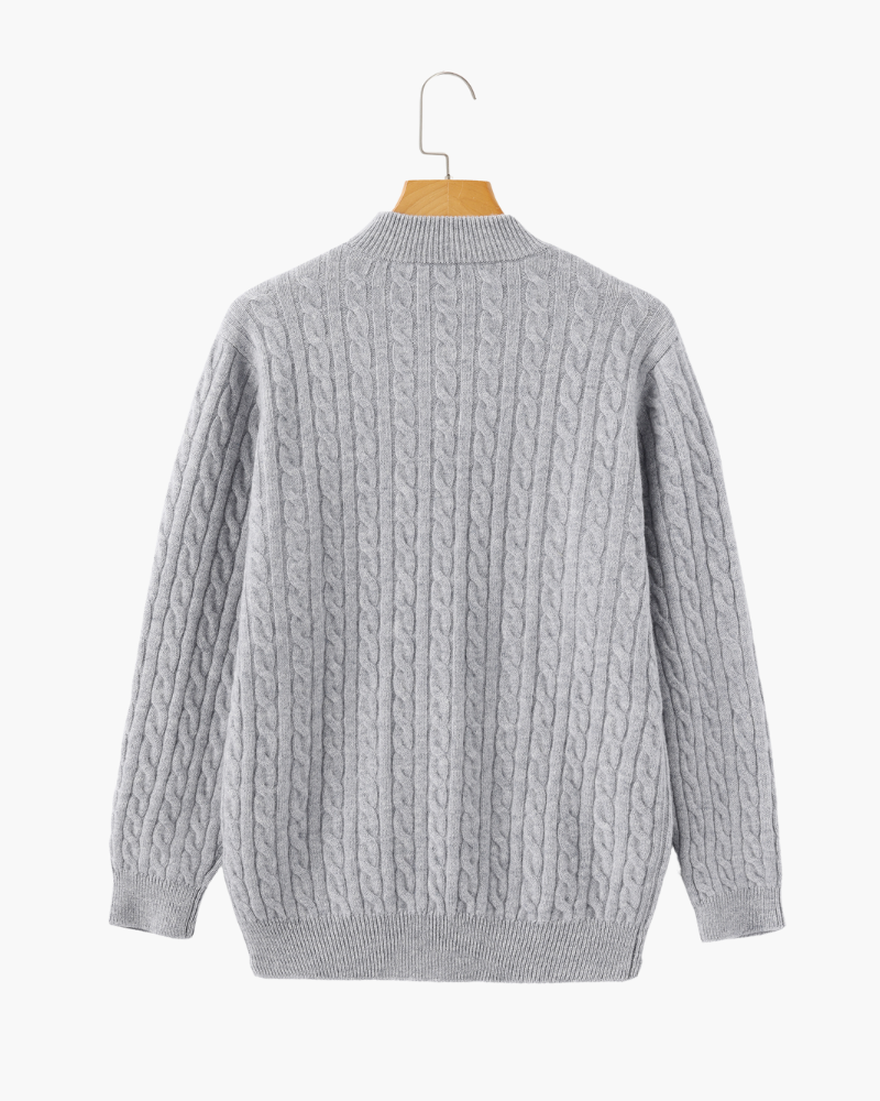Woven pullover with half zipper