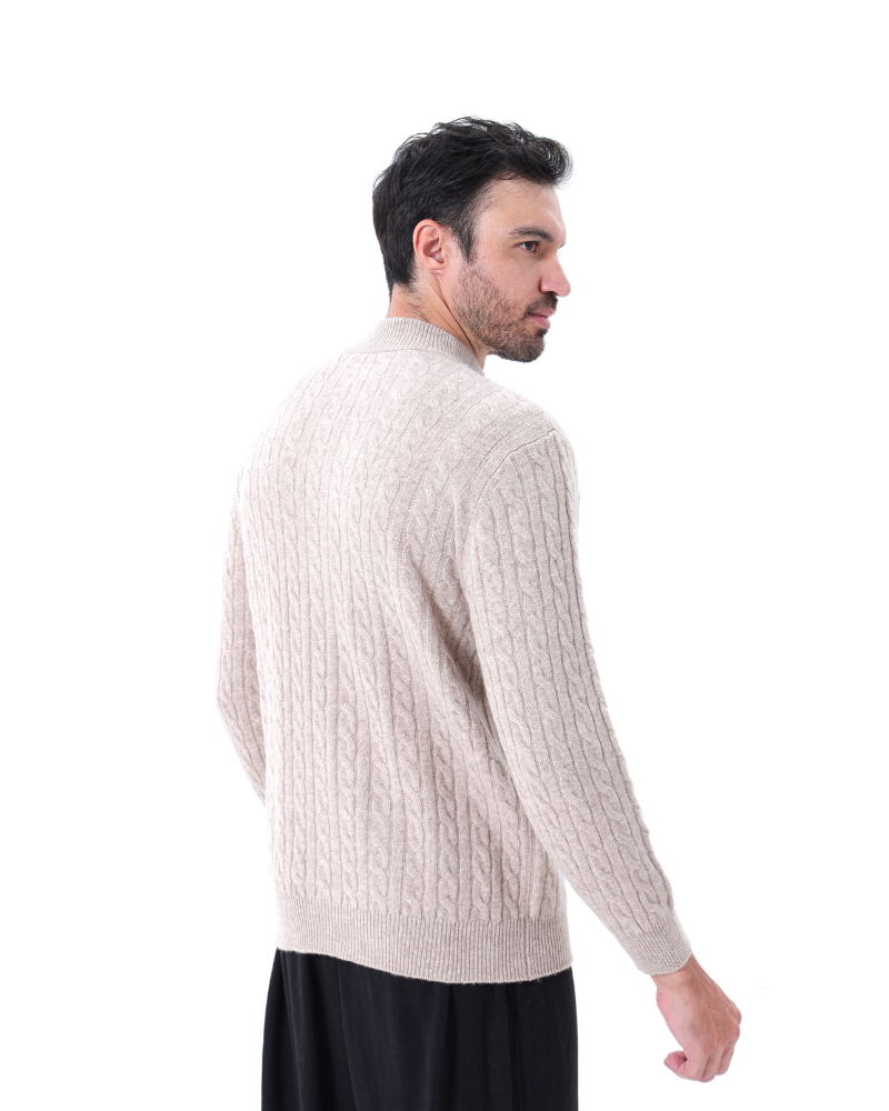 Woven pullover with half zipper