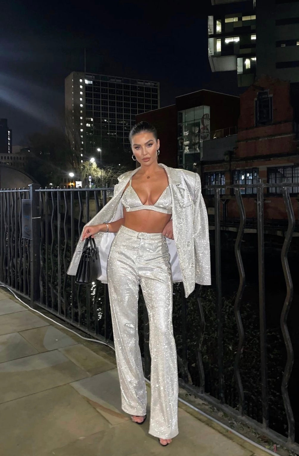 Kylie | Glitzerndes Party-Set für Damen mit Blazer und Hoch Taillierter Hose 3