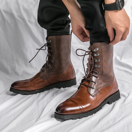 Luxuriöse Lederstiefel mit Schnürsenkeln für Herren