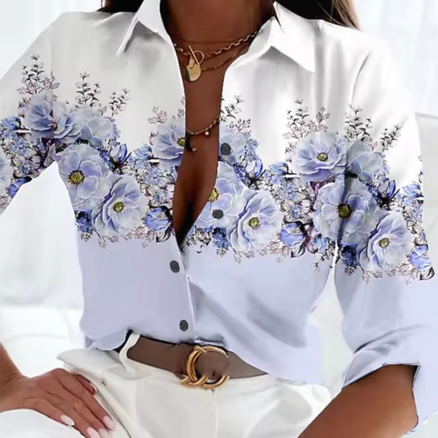Variant image for Freya | Damen Bluse mit Blumenmuster – Leichte Langarmbluse für Sommer-13