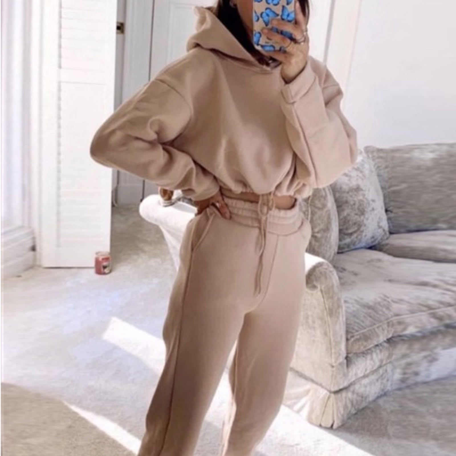 Damen Jogginganzug Zweiteiler mit Cropped Hoodie 8