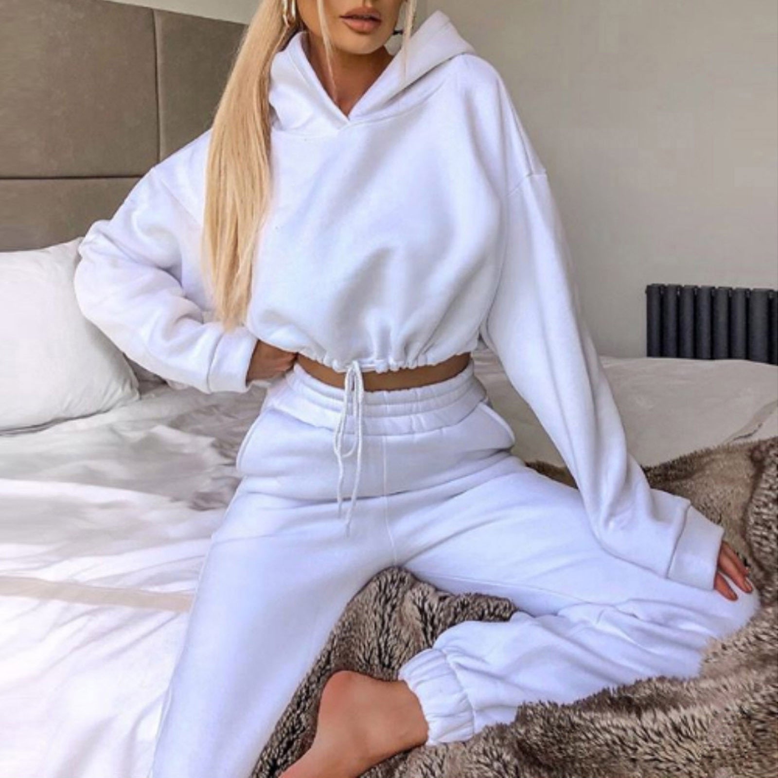 Damen Jogginganzug Zweiteiler mit Cropped Hoodie 7