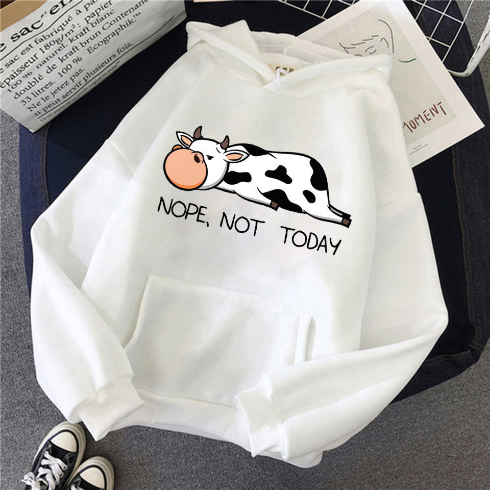 Damen Hoodie mit süßer Kuh und Print „Nope Not Today“ 2