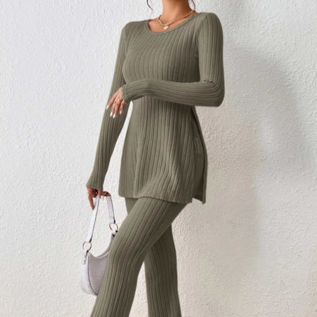 Polyester Womens Clothing Solid Color Casual Slim New Fashion Women Elegant Outfit 1
