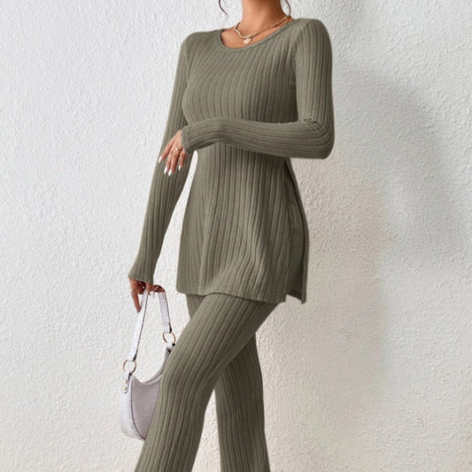 Polyester Womens Clothing Solid Color Casual Slim New Fashion Women Elegant Outfit 1
