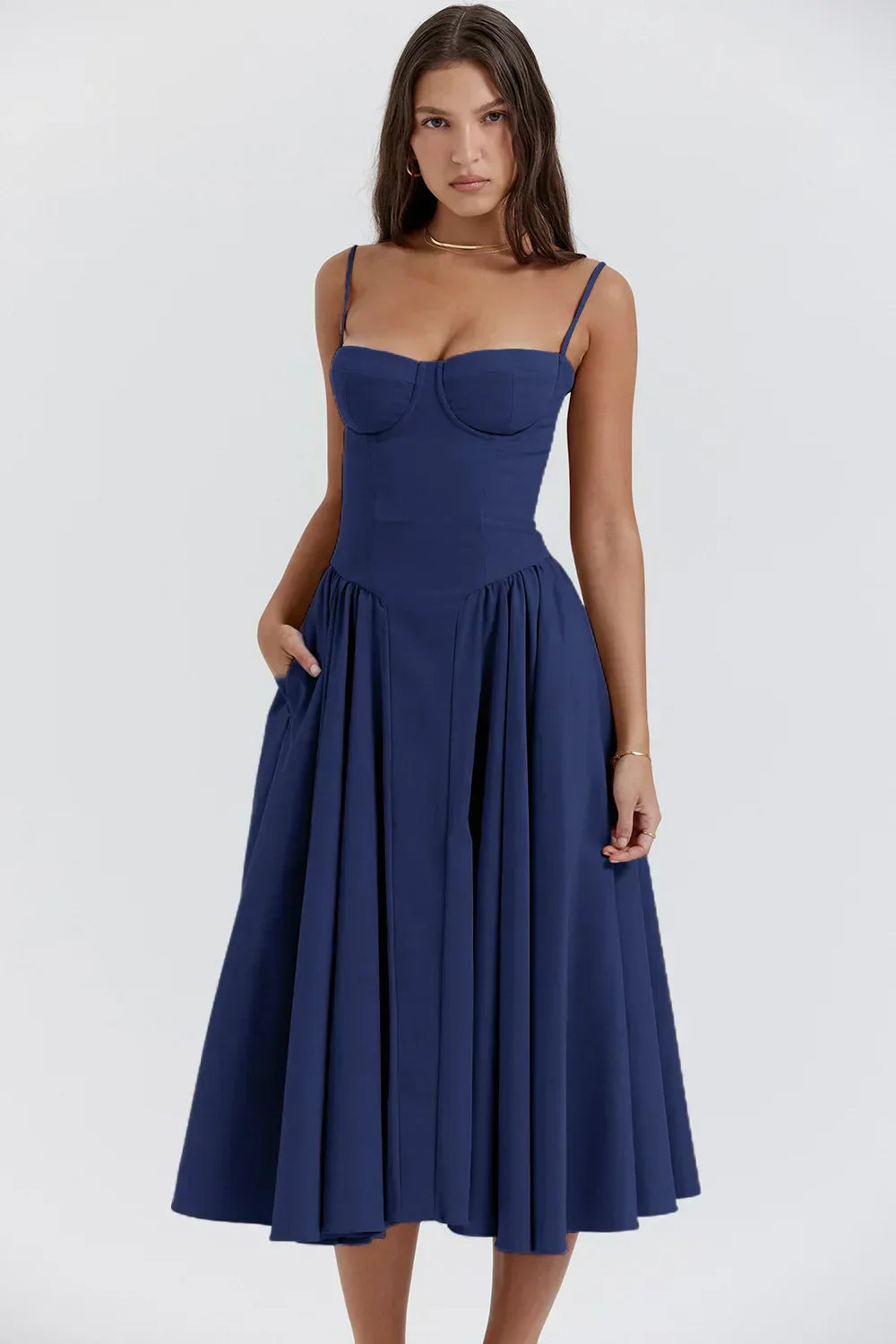 Siska | Trendy Sleeveless Midi Dress for Women