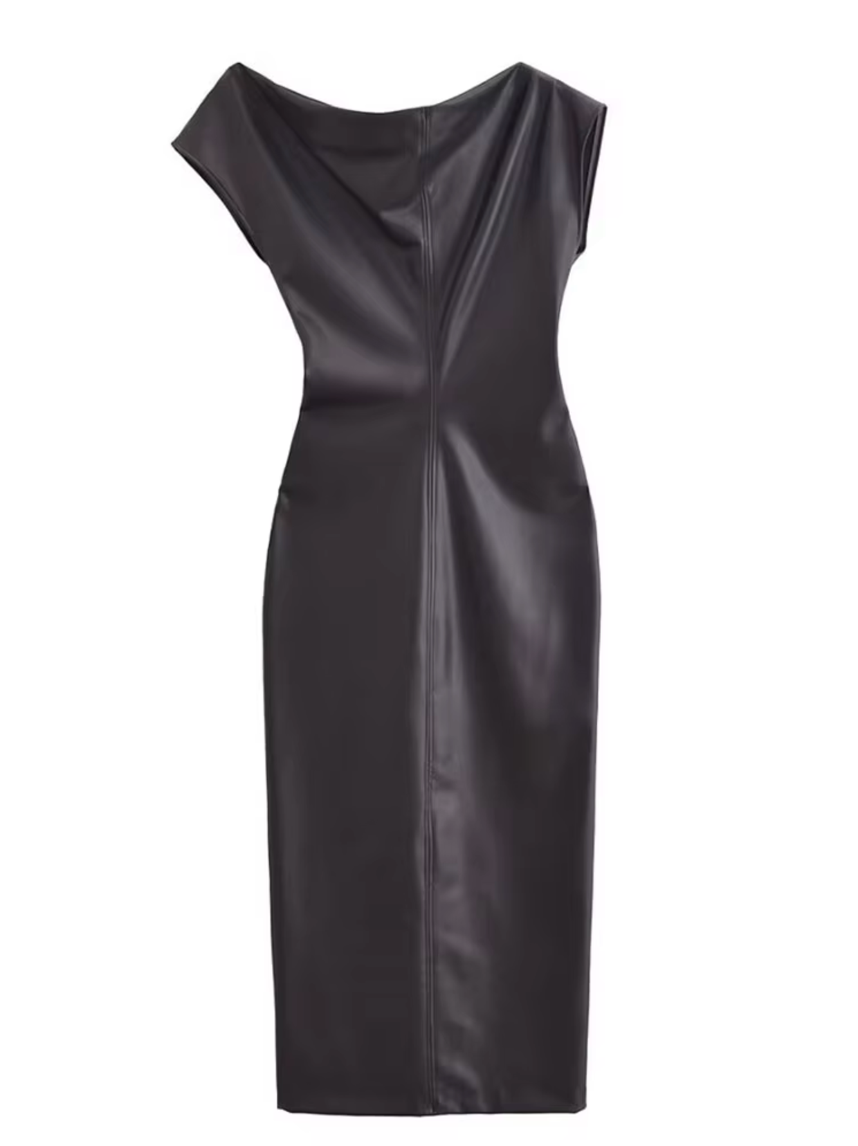 Shivani | Elegante vestito da donna in pelle con orlo asimmetrico