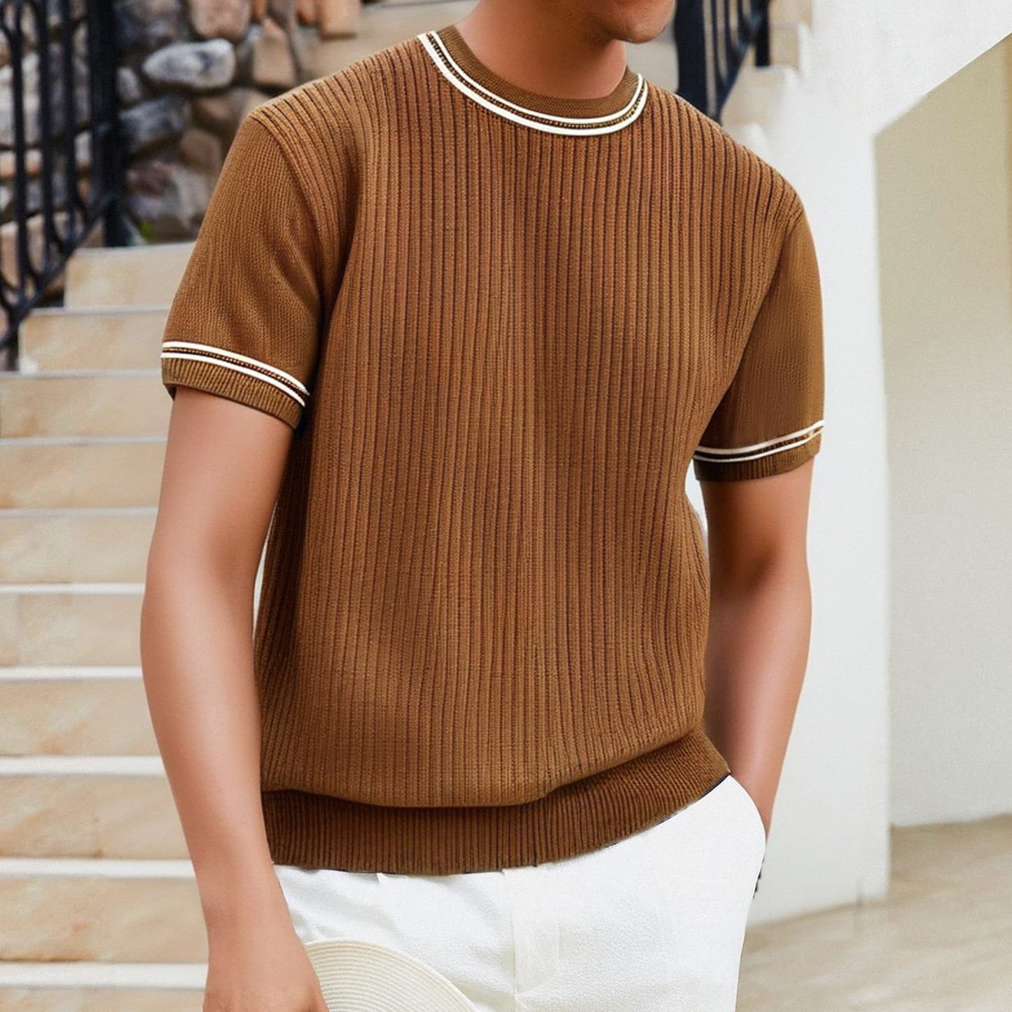 Camiseta de punto para hombre de inspiración vintage