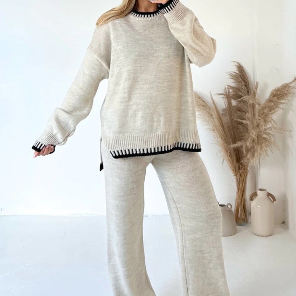 Damen Strick Zweiteiler mit Pullover und Hose 3