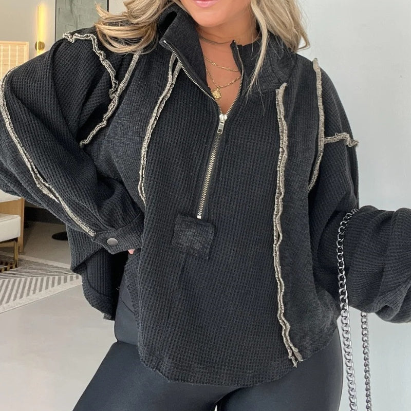 Autumn And Winter Womens Clothing Short Frayed Hem Sweater Women 1