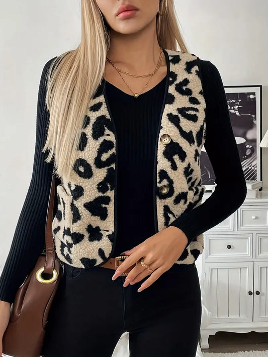 Clara | Elegant vest with leopard pattern for women