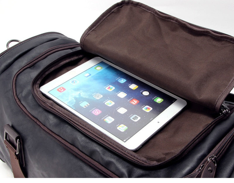 Max | Herren Reisetasche aus Leder mit geräumigem Stauraum