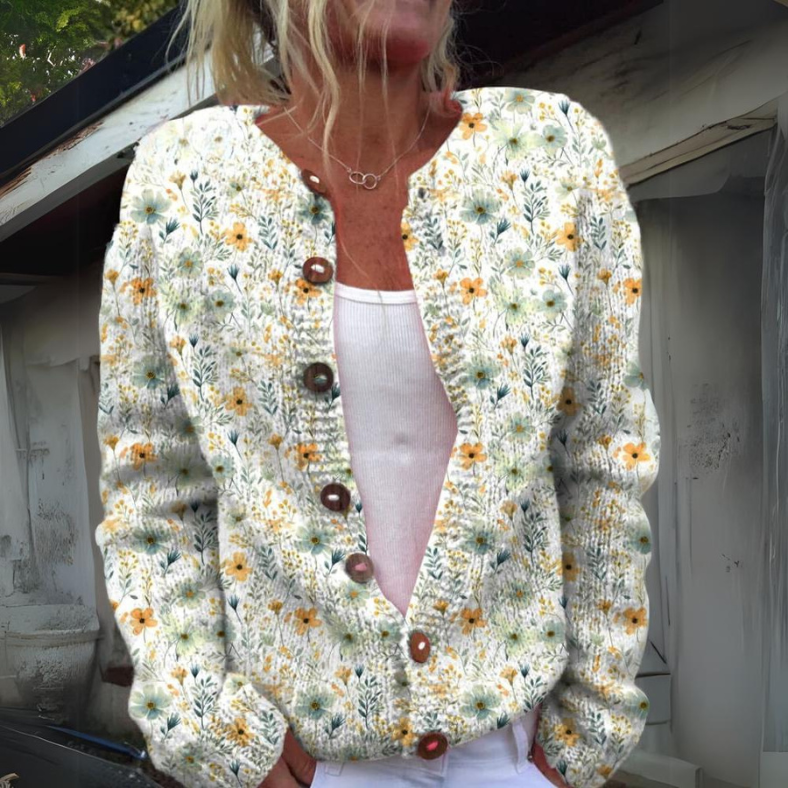 Mia | Elegante Strickjacke mit Blumenmuster für Damen