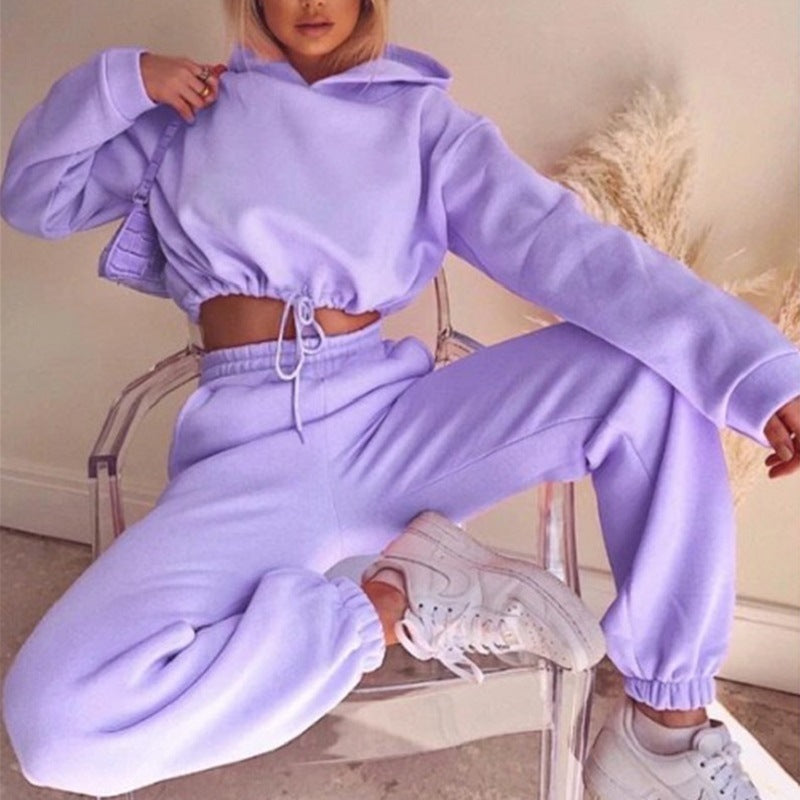 Damen Jogginganzug Zweiteiler mit Cropped Hoodie 4
